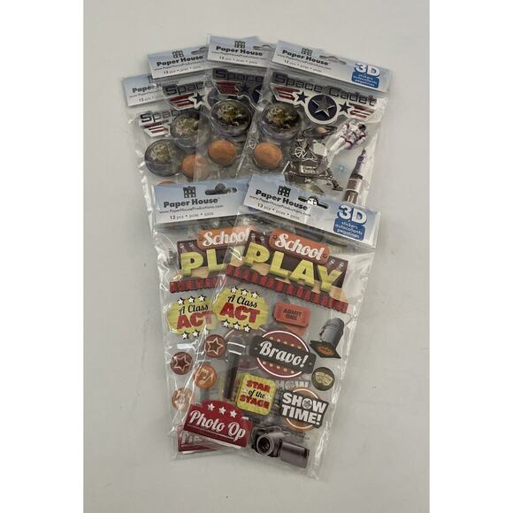 NEW LOT of 6 Paper House 3D Puffy Stickers Planner Supply Craft Scrapbook Space - Picture 1 of 10